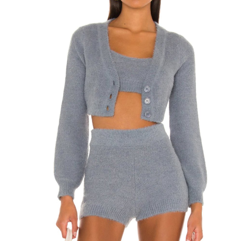 Camila Coelho Toni Knit Top & Shorts & Cardigan Set